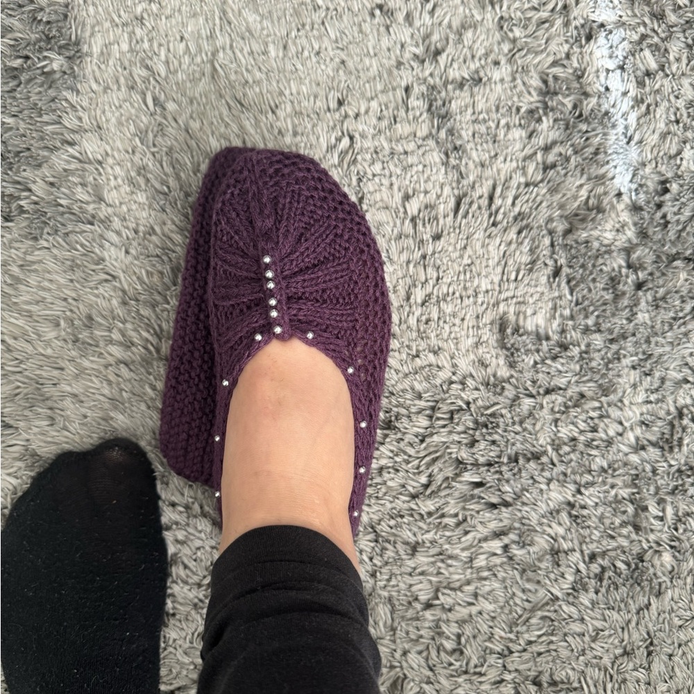 Purple Knit Women's Slippers